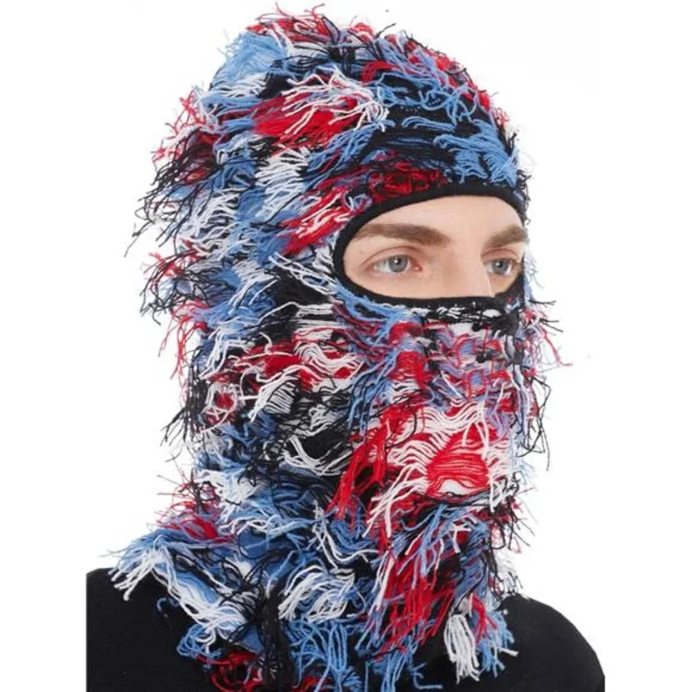 Distressed Ski Mask Balaclava, Yeat Shiesty Fluffy Knitted Full Face Mask